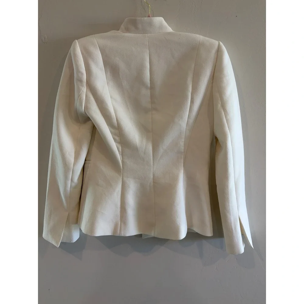 White House Black Market White Chain Trim Open Front Blazer 570244983 Size 2